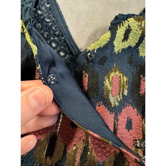 Anthropologie HD in Paris Tank Top Size 4 Yana Jacquard Metallic Peplum NEW NWT - Picture 7 of 16